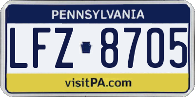 PA license plate LFZ8705