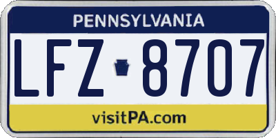PA license plate LFZ8707
