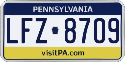 PA license plate LFZ8709