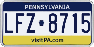 PA license plate LFZ8715
