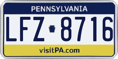 PA license plate LFZ8716