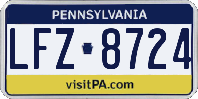 PA license plate LFZ8724