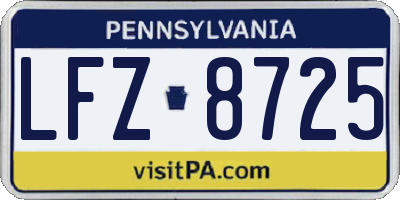 PA license plate LFZ8725