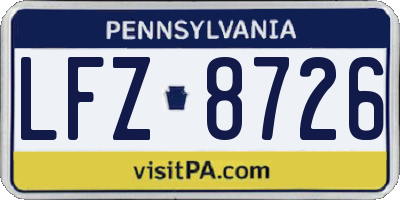 PA license plate LFZ8726