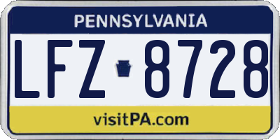 PA license plate LFZ8728
