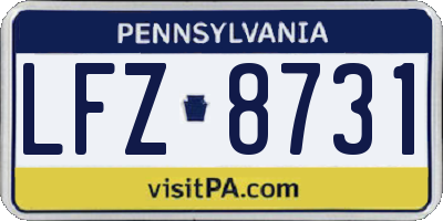 PA license plate LFZ8731