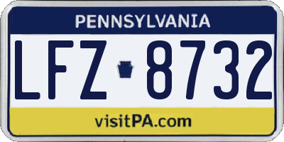 PA license plate LFZ8732