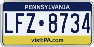 PA license plate LFZ8734