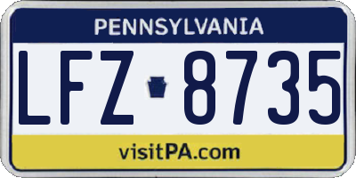 PA license plate LFZ8735