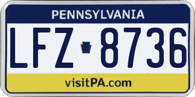 PA license plate LFZ8736