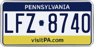PA license plate LFZ8740