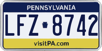 PA license plate LFZ8742