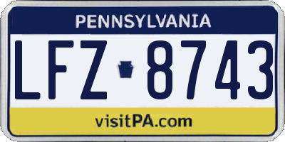 PA license plate LFZ8743