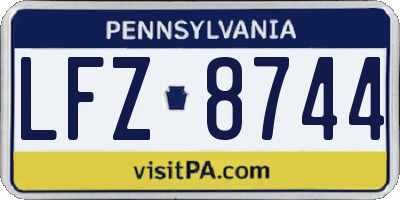 PA license plate LFZ8744