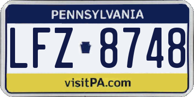 PA license plate LFZ8748