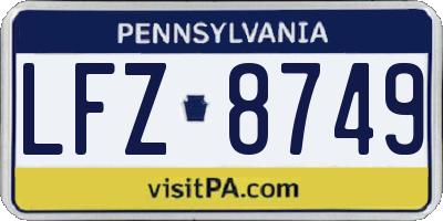 PA license plate LFZ8749