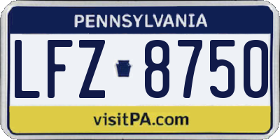 PA license plate LFZ8750