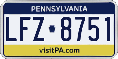 PA license plate LFZ8751