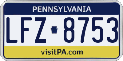 PA license plate LFZ8753