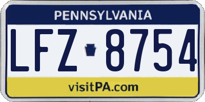 PA license plate LFZ8754