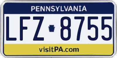 PA license plate LFZ8755