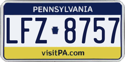 PA license plate LFZ8757