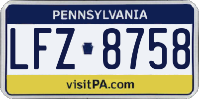 PA license plate LFZ8758
