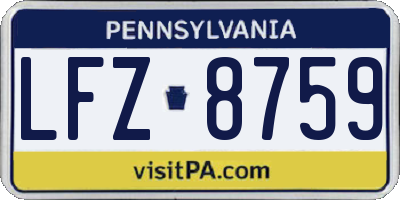PA license plate LFZ8759