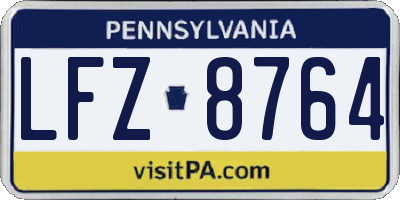 PA license plate LFZ8764