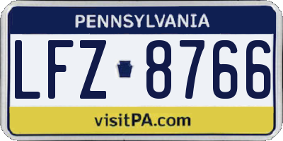 PA license plate LFZ8766