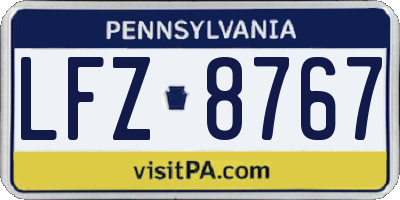 PA license plate LFZ8767