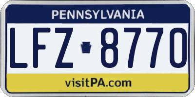 PA license plate LFZ8770