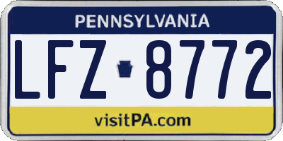 PA license plate LFZ8772