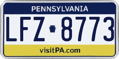 PA license plate LFZ8773