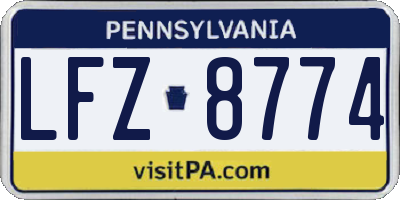 PA license plate LFZ8774