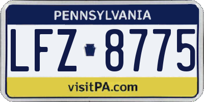 PA license plate LFZ8775