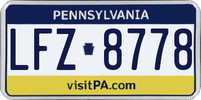 PA license plate LFZ8778