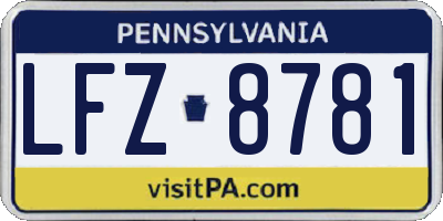 PA license plate LFZ8781