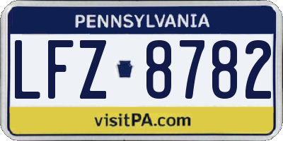 PA license plate LFZ8782