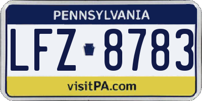 PA license plate LFZ8783