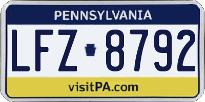 PA license plate LFZ8792