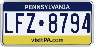 PA license plate LFZ8794