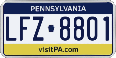 PA license plate LFZ8801