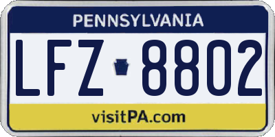 PA license plate LFZ8802