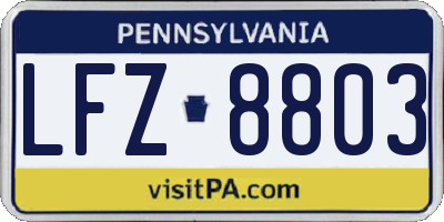 PA license plate LFZ8803