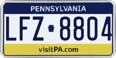 PA license plate LFZ8804