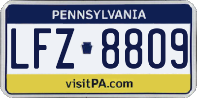 PA license plate LFZ8809