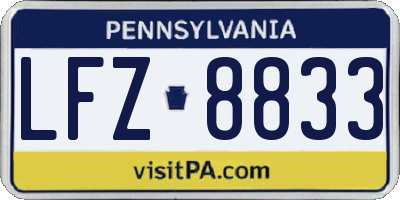 PA license plate LFZ8833