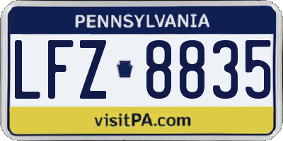 PA license plate LFZ8835