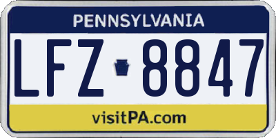 PA license plate LFZ8847